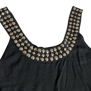 Kenra size large black knit tank top embellished black rhinestones runs large
